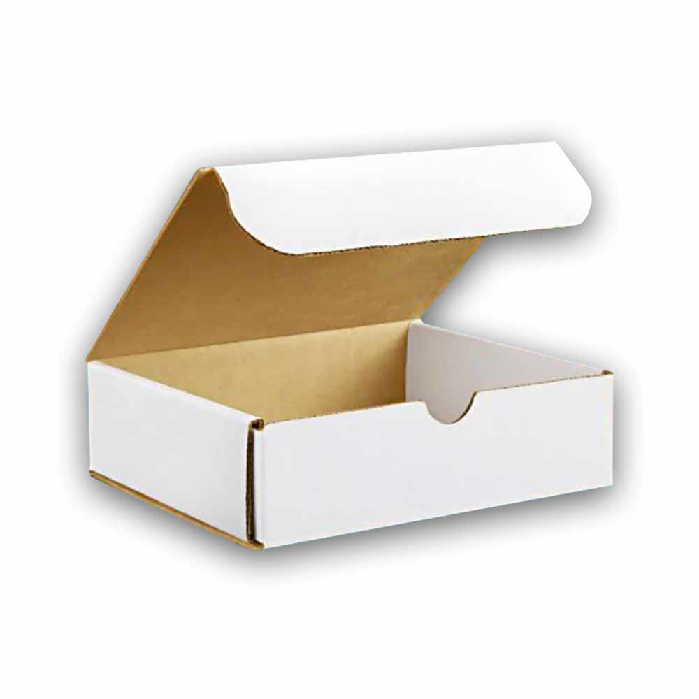7" x 6-1/2" x 1-7/8" White Exterior / Kraft Interior Single Wall 32 ECT Corrugated RETT Boxes
