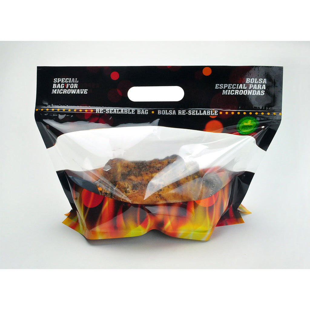 12-3/4" x 9-3/4 + 6-1/2 BG" Clear Zipper 2.8 mil PET Food Bags