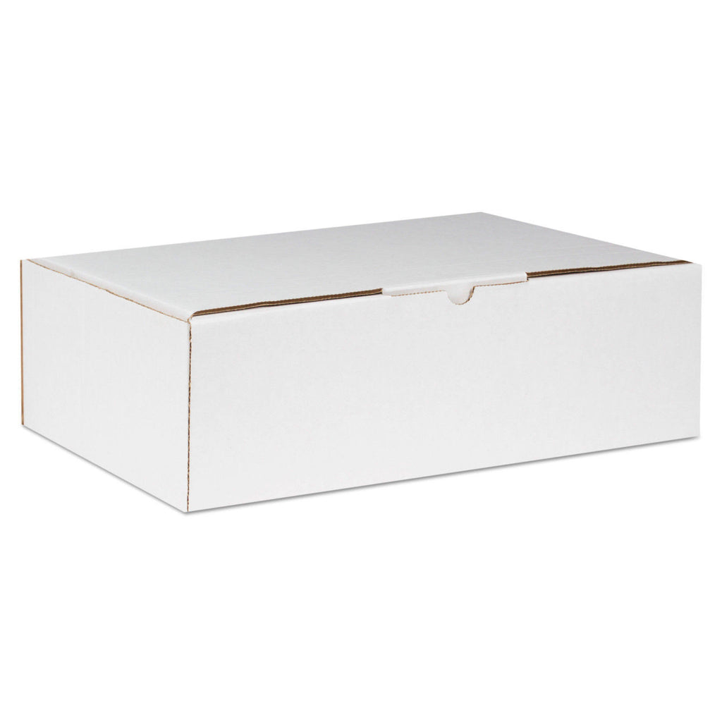 15-1/8" x 11-1/4" x 4" White Exterior / Kraft Interior Single Wall 32 ECT Corrugated Self Lock Mailers