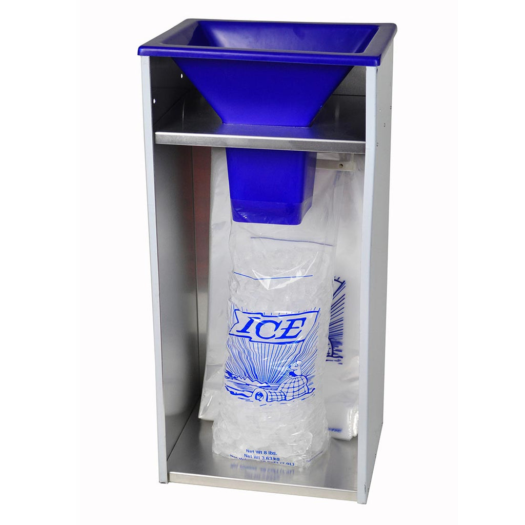 13-1/4" x 10-1/4" x 28.5" Stainless Small Stainless Steel Ice Bagger Machine
