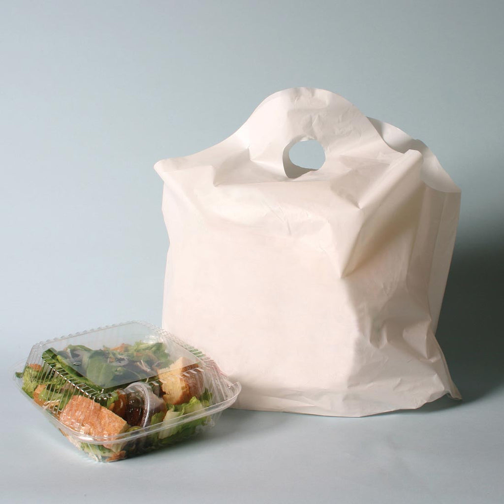 24" x 20 + 11 BG" White with Wave Top Handle 1.25 mil HDPE Take Out Bags