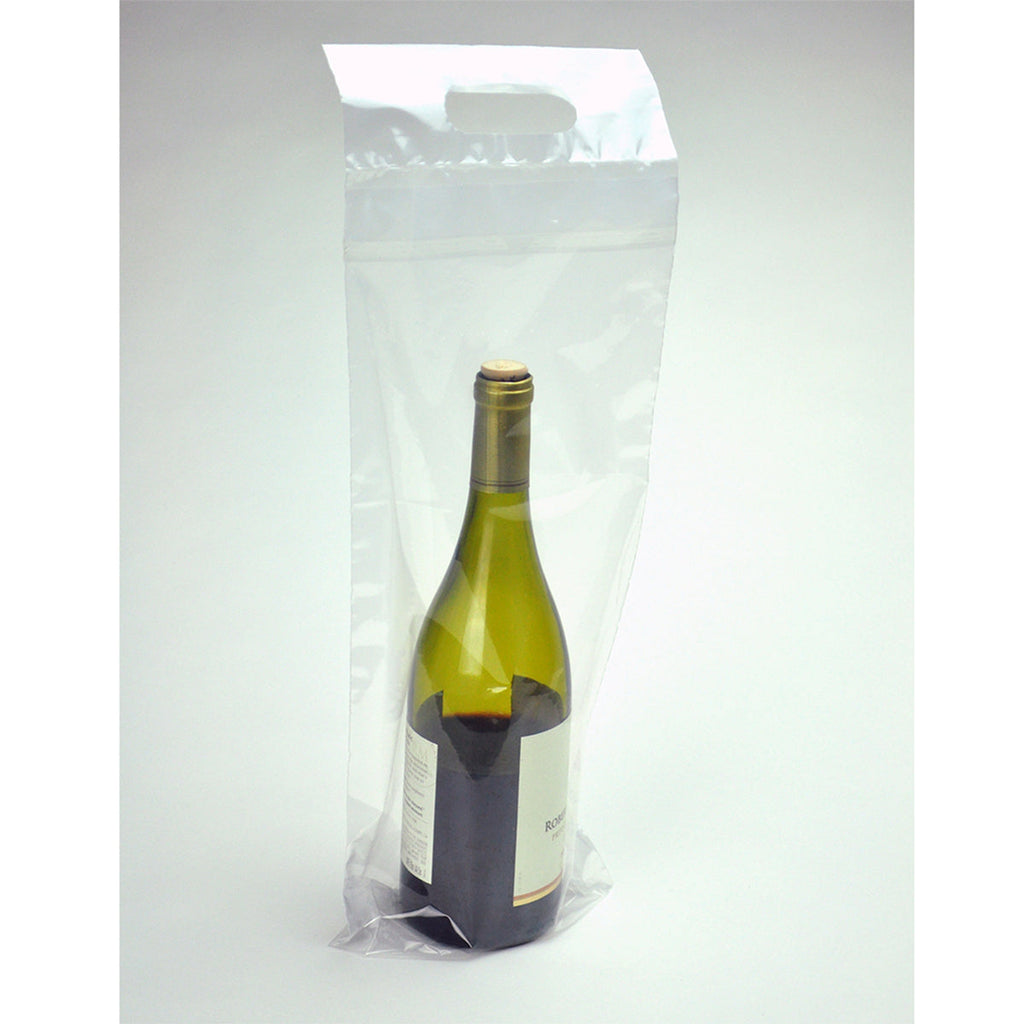 7" x 19 + 3-1/2 BG + 1-1/4 FB" Clear Adhesive 2.5 mil LDPE/MET Wine Bags